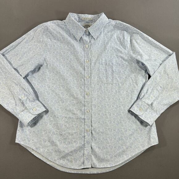 L.L. Bean Tops - LL Bean Wrinkle Resistant Blouse Paisley 100% Cotton Button Up Petite Medium